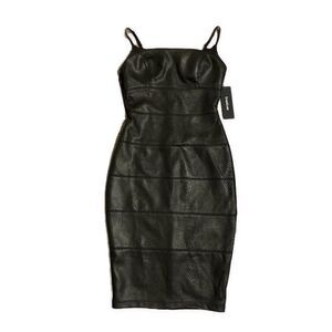 green emerald velvet dress Bebe Women's Faux Leather Mini Pencil Dress